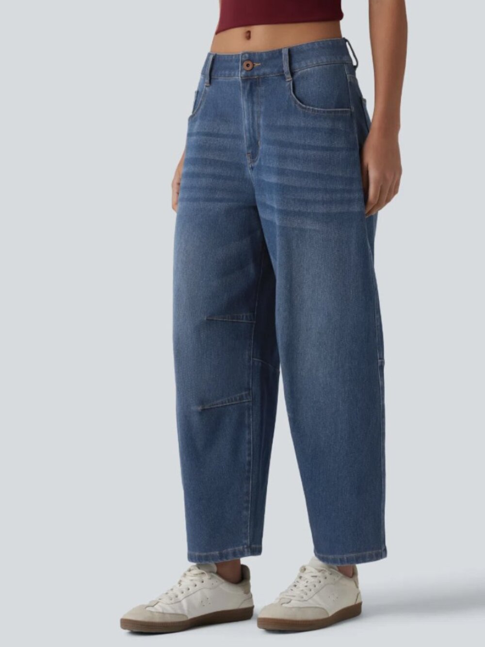 Halara - Low Rise Barrel Leg Jeans - Picture 3 of 7